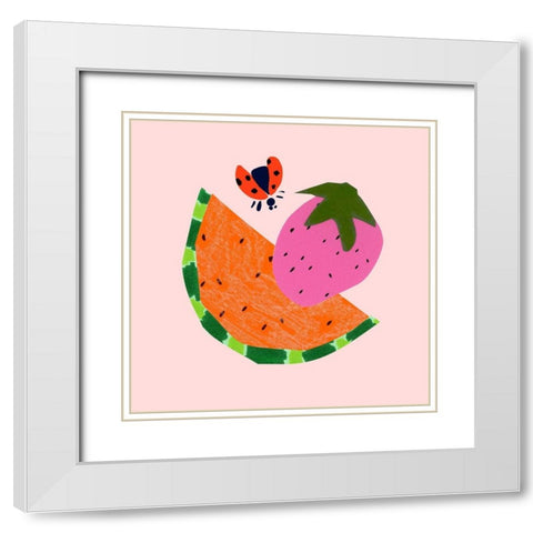 Strawberry Fields II White Modern Wood Framed Art Print with Double Matting by Blanckslate