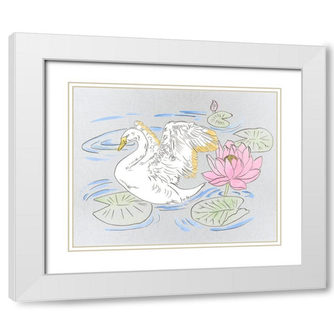 Swan Lake Song I White Modern Wood Framed Art Print with Double Matting by Wang, Melissa