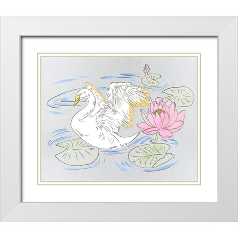 Swan Lake Song I White Modern Wood Framed Art Print with Double Matting by Wang, Melissa