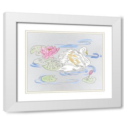 Swan Lake Song II White Modern Wood Framed Art Print with Double Matting by Wang, Melissa