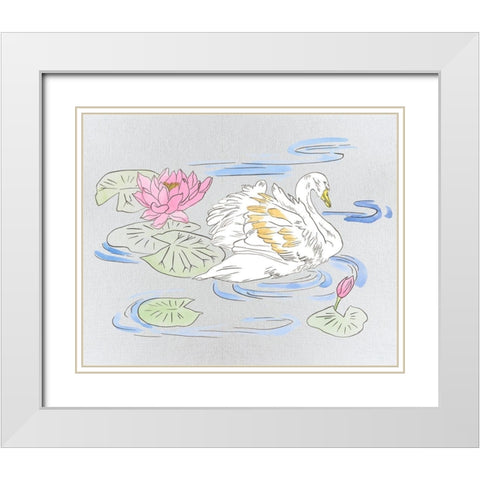 Swan Lake Song II White Modern Wood Framed Art Print with Double Matting by Wang, Melissa