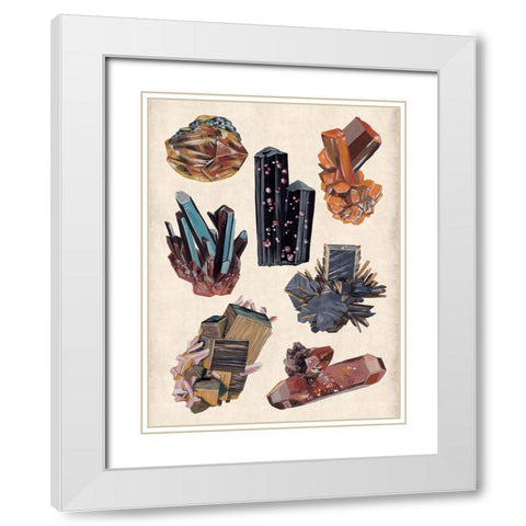 Vintage Minerals I White Modern Wood Framed Art Print with Double Matting by Wang, Melissa