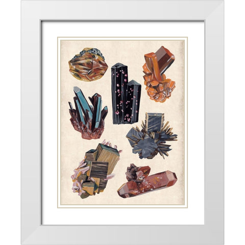 Vintage Minerals I White Modern Wood Framed Art Print with Double Matting by Wang, Melissa