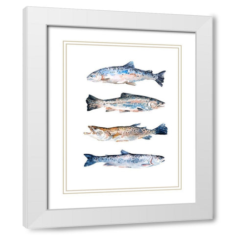 Stacked Trout II White Modern Wood Framed Art Print with Double Matting by Scarvey, Emma