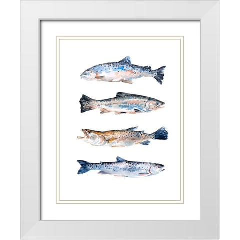 Stacked Trout II White Modern Wood Framed Art Print with Double Matting by Scarvey, Emma