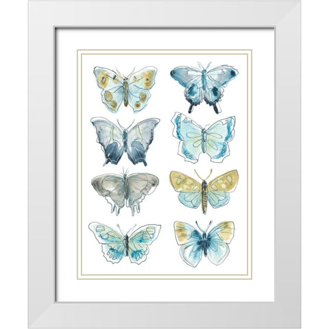 Butterfly Blues I White Modern Wood Framed Art Print with Double Matting by Vess, June Erica