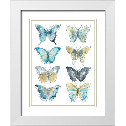 Butterfly Blues II White Modern Wood Framed Art Print with Double Matting by Vess, June Erica