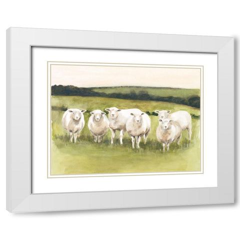 Spring Flock I White Modern Wood Framed Art Print with Double Matting by Borges, Victoria