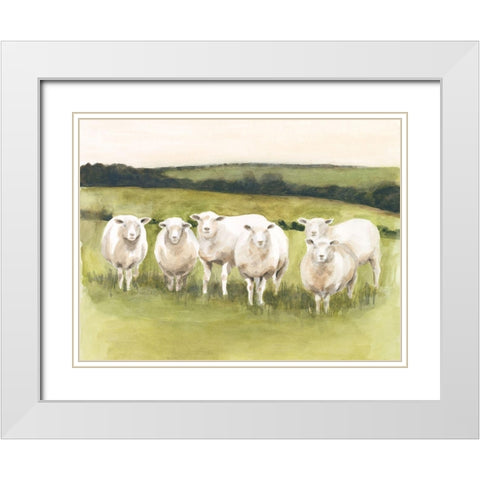 Spring Flock I White Modern Wood Framed Art Print with Double Matting by Borges, Victoria