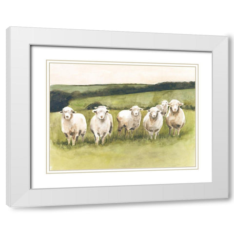 Spring Flock II White Modern Wood Framed Art Print with Double Matting by Borges, Victoria