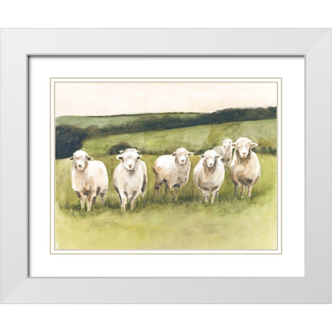 Spring Flock II White Modern Wood Framed Art Print with Double Matting by Borges, Victoria