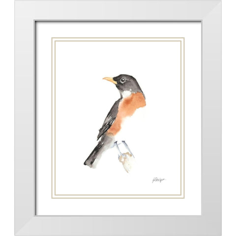 Watercolor Songbirds IV White Modern Wood Framed Art Print with Double Matting by Harper, Ethan