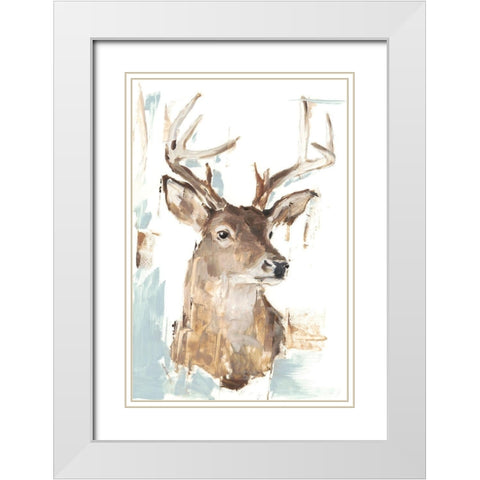Modern Deer Mount I White Modern Wood Framed Art Print with Double Matting by Harper, Ethan