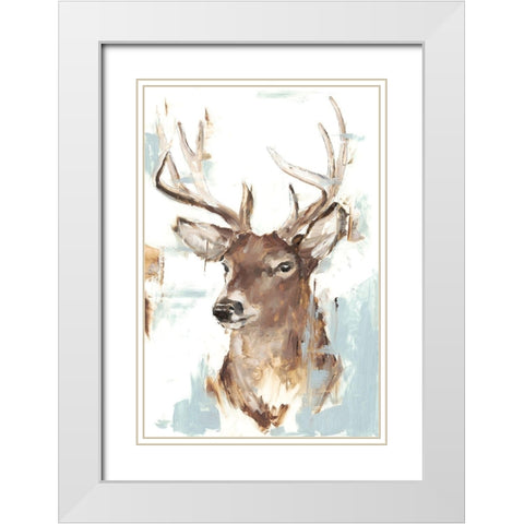 Modern Deer Mount II White Modern Wood Framed Art Print with Double Matting by Harper, Ethan