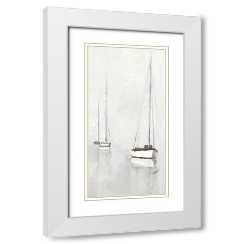 Foggy Harbor I White Modern Wood Framed Art Print with Double Matting by Harper, Ethan