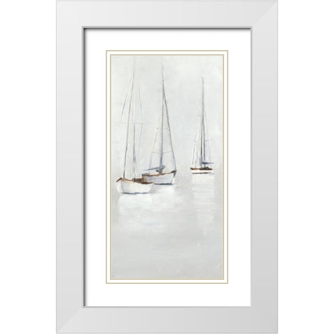 Foggy Harbor II White Modern Wood Framed Art Print with Double Matting by Harper, Ethan