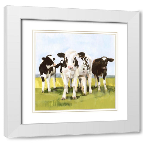 Grazers I White Modern Wood Framed Art Print with Double Matting by Borges, Victoria