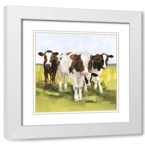 Grazers II White Modern Wood Framed Art Print with Double Matting by Borges, Victoria