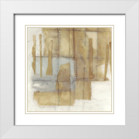 Paper Stitches I White Modern Wood Framed Art Print with Double Matting by Goldberger, Jennifer