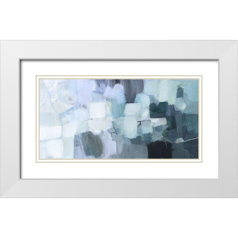 Blue Deluge II White Modern Wood Framed Art Print with Double Matting by Borges, Victoria