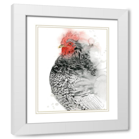 Plymouth Rooster I White Modern Wood Framed Art Print with Double Matting by Popp, Grace