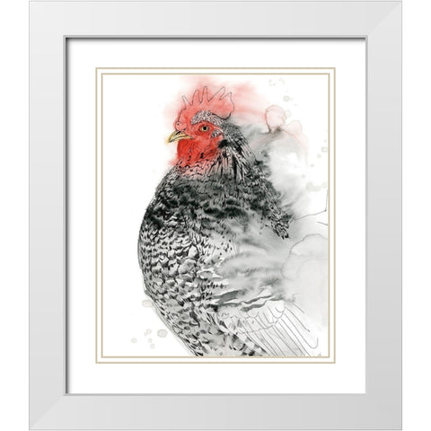 Plymouth Rooster I White Modern Wood Framed Art Print with Double Matting by Popp, Grace