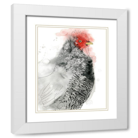 Plymouth Rooster II White Modern Wood Framed Art Print with Double Matting by Popp, Grace