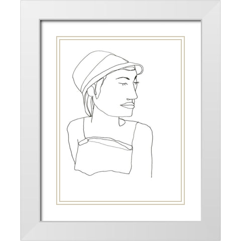Contour Face III White Modern Wood Framed Art Print with Double Matting by Vess, June Erica