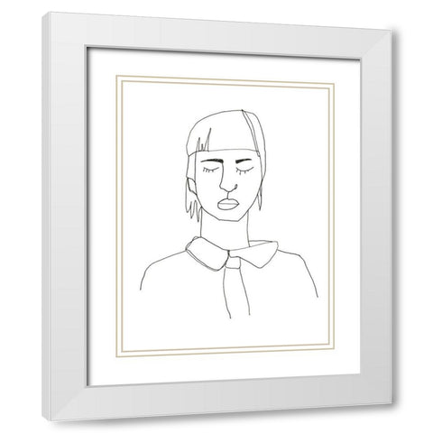 Contour Face IV White Modern Wood Framed Art Print with Double Matting by Vess, June Erica