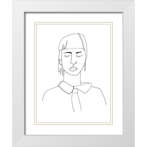 Contour Face IV White Modern Wood Framed Art Print with Double Matting by Vess, June Erica