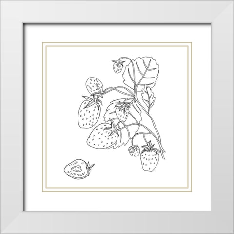 Wild Strawberries I White Modern Wood Framed Art Print with Double Matting by Wang, Melissa