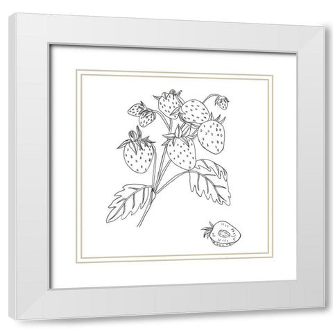 Wild Strawberries II White Modern Wood Framed Art Print with Double Matting by Wang, Melissa