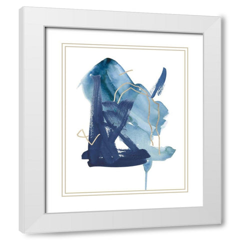 Indigo Collide II White Modern Wood Framed Art Print with Double Matting by Wang, Melissa