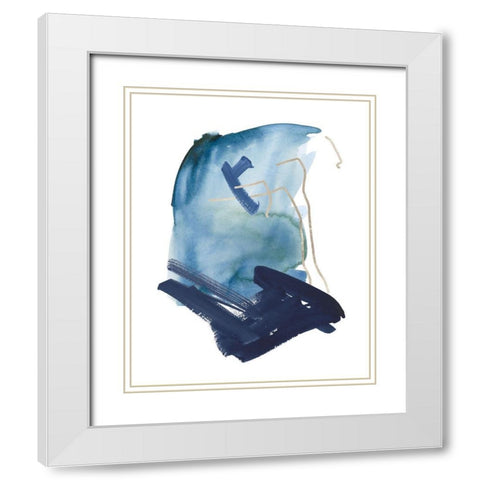 Indigo Collide IV White Modern Wood Framed Art Print with Double Matting by Wang, Melissa