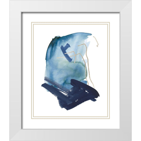 Indigo Collide IV White Modern Wood Framed Art Print with Double Matting by Wang, Melissa