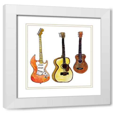 Strummin I White Modern Wood Framed Art Print with Double Matting by McCreery, Paul