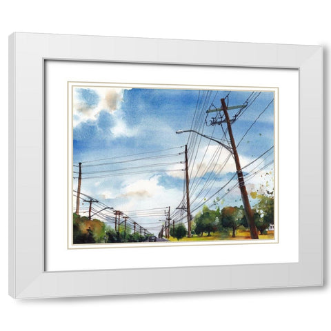 Urban Lines and Poles III White Modern Wood Framed Art Print with Double Matting by McCreery, Paul