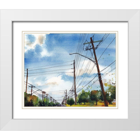 Urban Lines and Poles III White Modern Wood Framed Art Print with Double Matting by McCreery, Paul