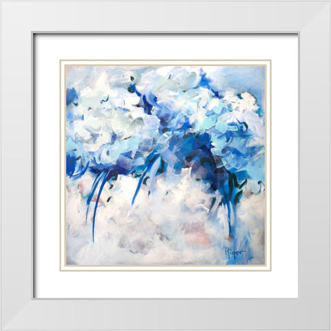 Hydrangeas on My Mind II White Modern Wood Framed Art Print with Double Matting by Riger, Sue