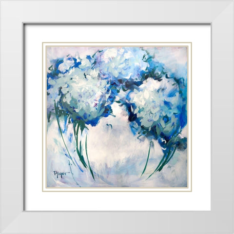 Hydrangeas on My Mind III White Modern Wood Framed Art Print with Double Matting by Riger, Sue