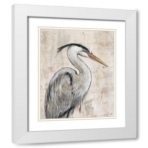 Grey Heron I White Modern Wood Framed Art Print with Double Matting by OToole, Tim