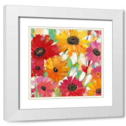 Bright and Bold Floral II White Modern Wood Framed Art Print with Double Matting by OToole, Tim