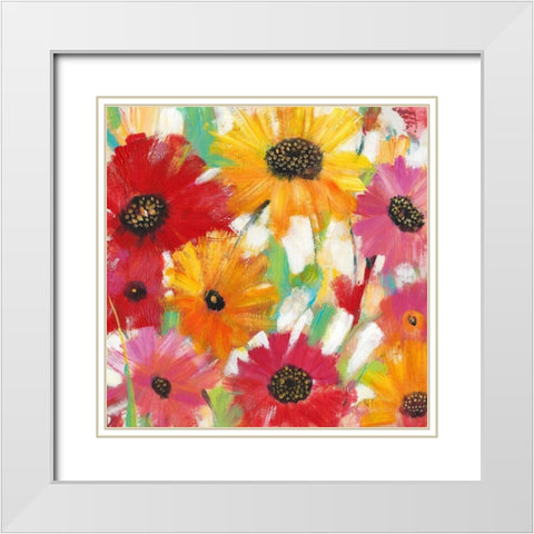 Bright and Bold Floral II White Modern Wood Framed Art Print with Double Matting by OToole, Tim