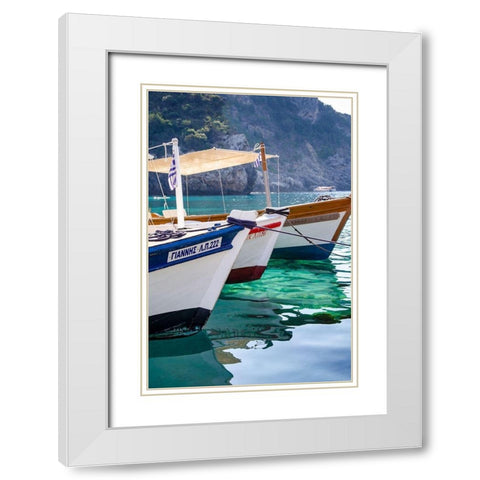 Workboats of Corfu, Greece II White Modern Wood Framed Art Print with Double Matting by DeNardo, Laura