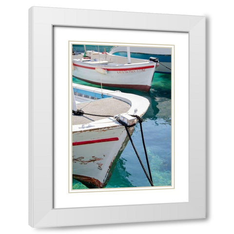 Workboats of Corfu, Greece III White Modern Wood Framed Art Print with Double Matting by DeNardo, Laura