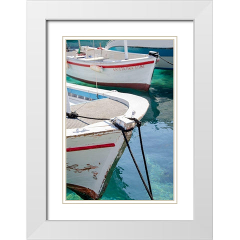 Workboats of Corfu, Greece III White Modern Wood Framed Art Print with Double Matting by DeNardo, Laura