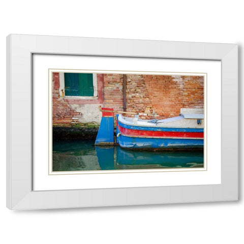 Venice Workboats I White Modern Wood Framed Art Print with Double Matting by DeNardo, Laura