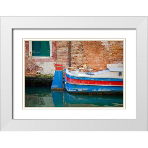 Venice Workboats I White Modern Wood Framed Art Print with Double Matting by DeNardo, Laura