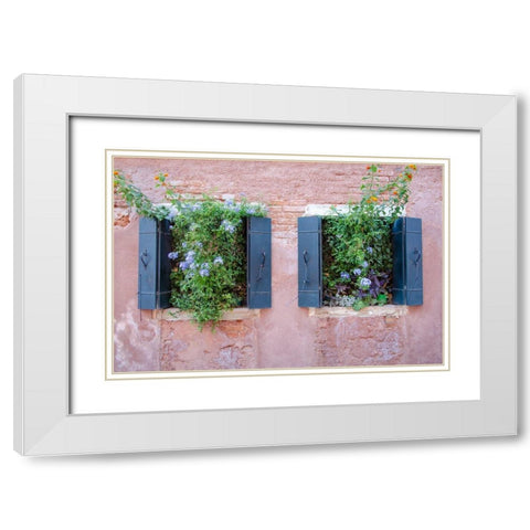 Italian Window Flowers II White Modern Wood Framed Art Print with Double Matting by DeNardo, Laura