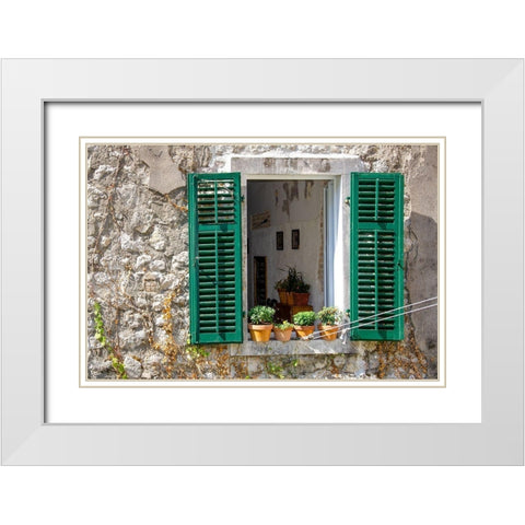 Window View - Kotor, Montenegro White Modern Wood Framed Art Print with Double Matting by DeNardo, Laura